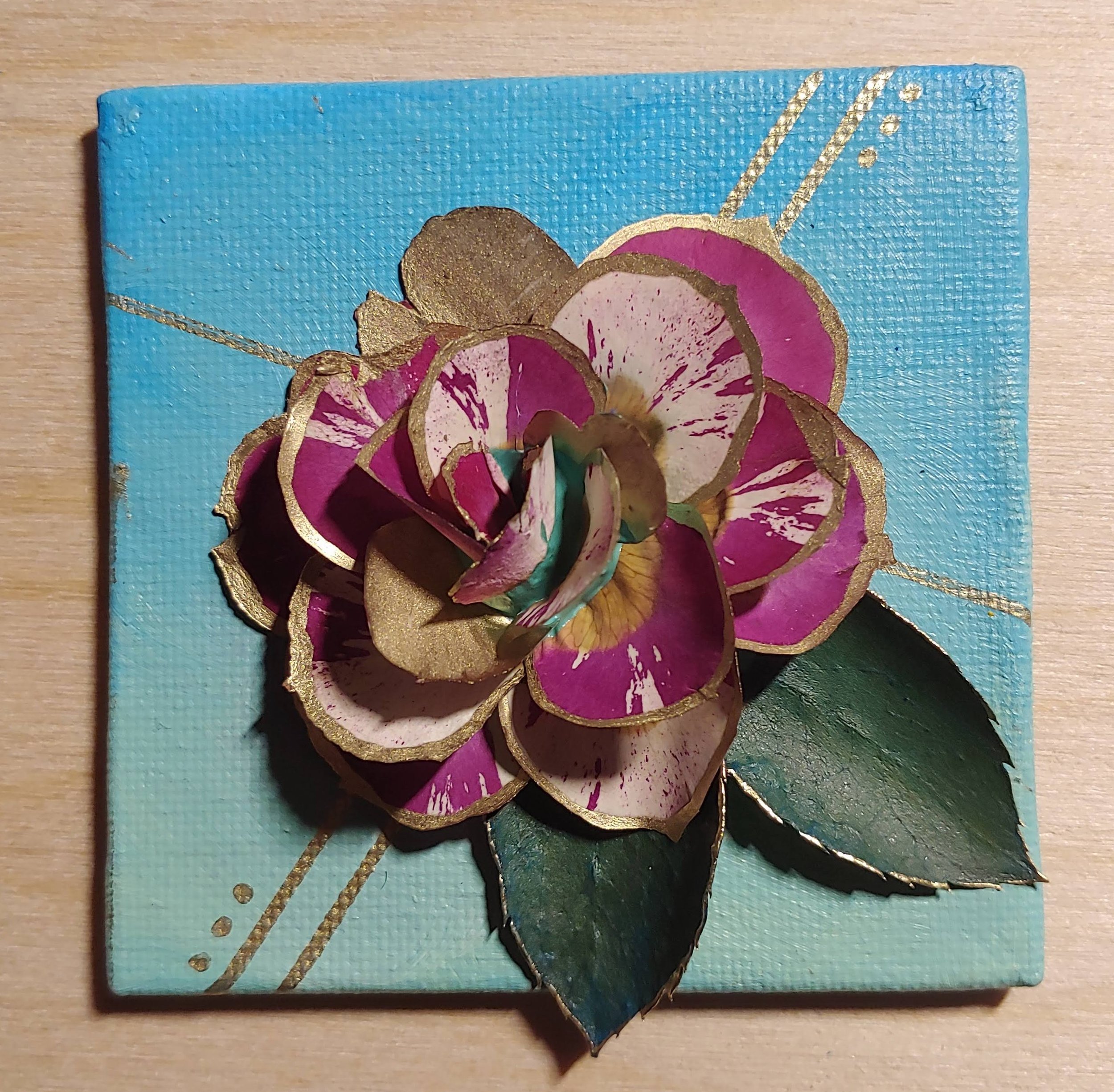 acrylic painting decorated with flowers