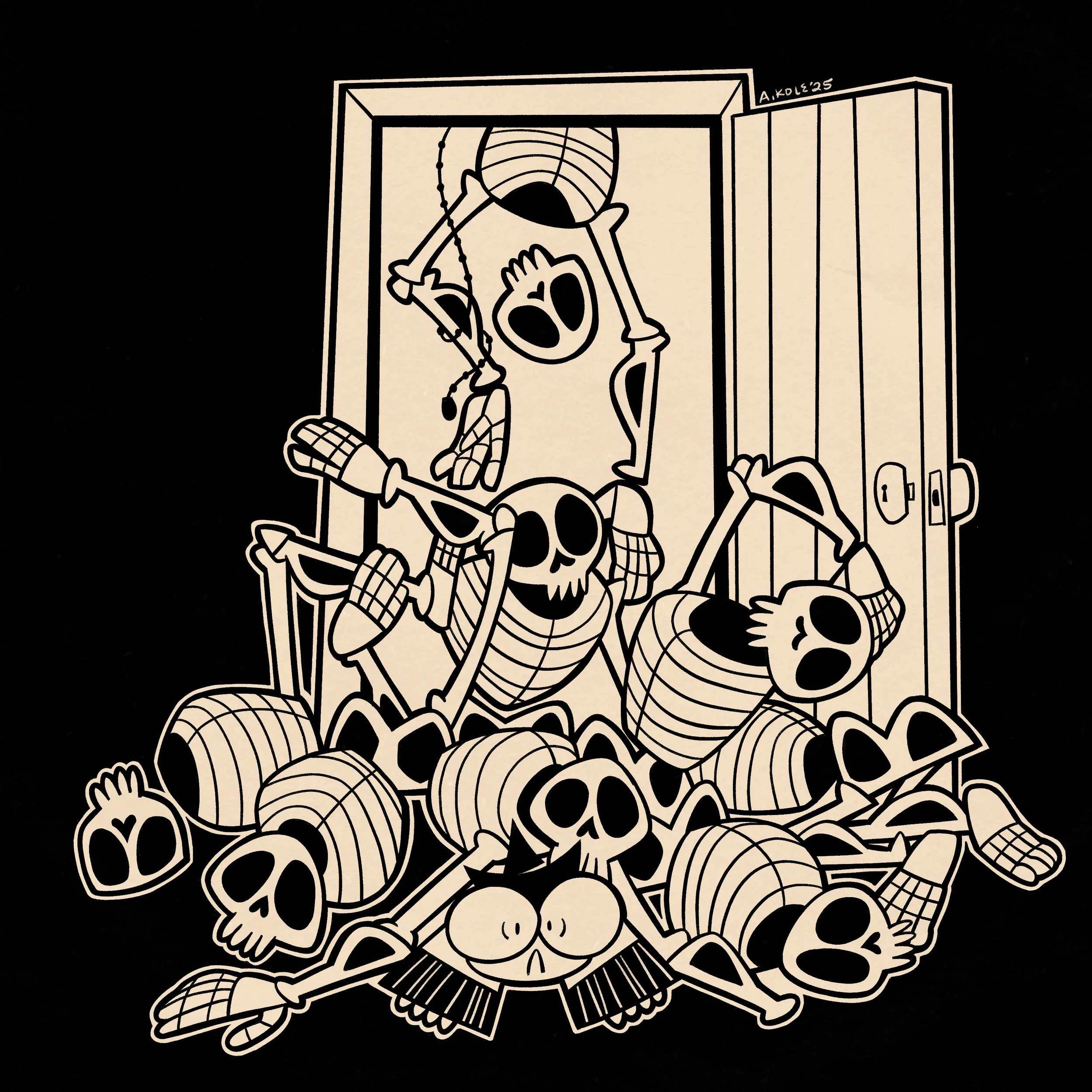 Day 28 Prompt: Skeletal "Oohhh, Polli shouldn't have opened that door..."