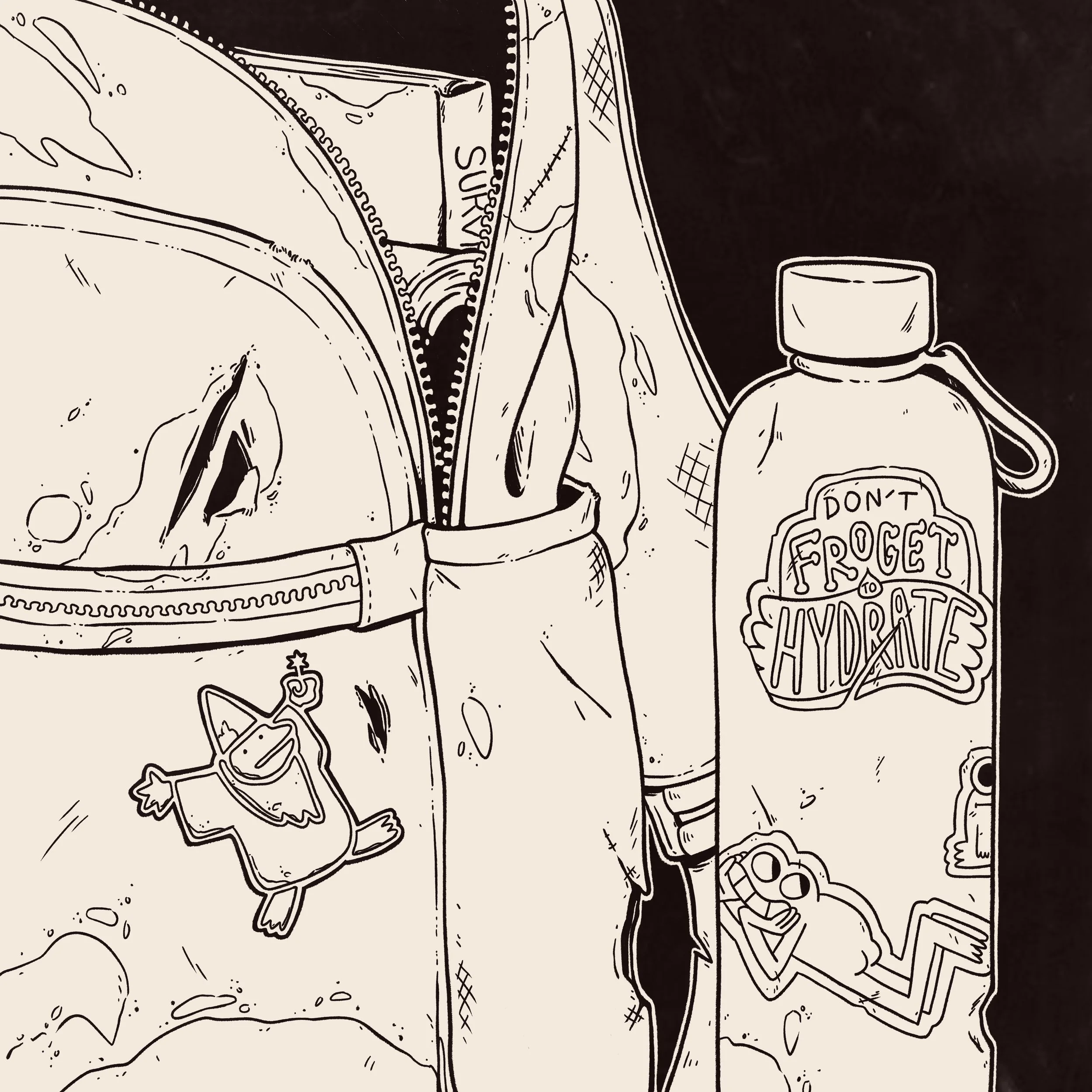 Day 01 Prompt: Backpack
"The first thing you need in a zombie apocalypse is a sturdy backpack for everything you can scavenge."