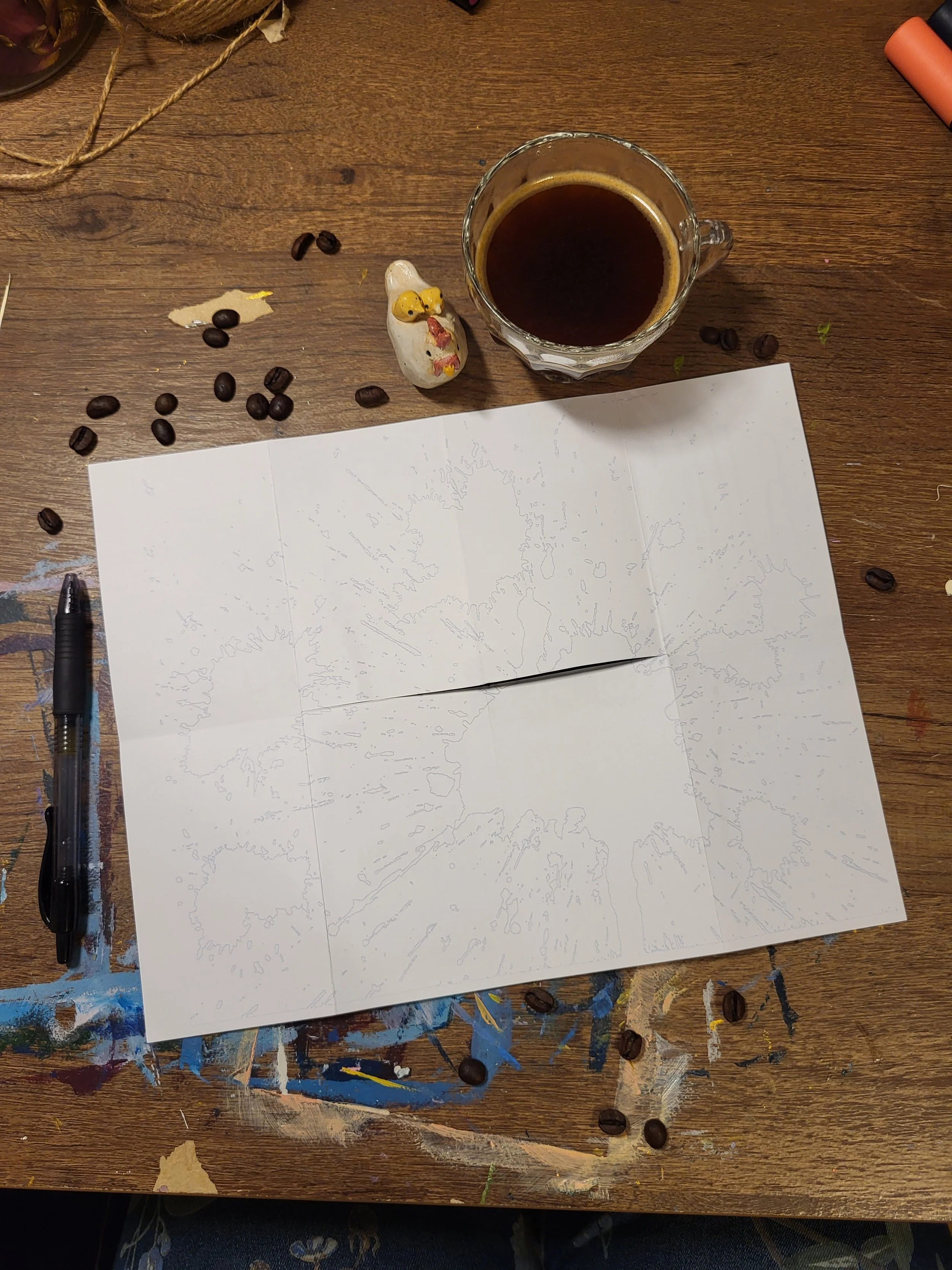 paper printed with outline of spill