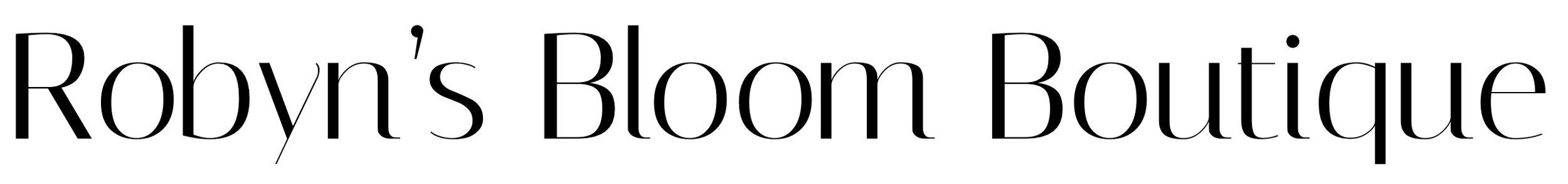 Text reading "Robyn's Bloom Boutique" in elegant, black font.