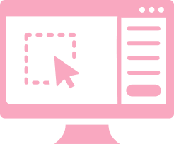 Computer screen displaying a cursor over a dotted square icon.