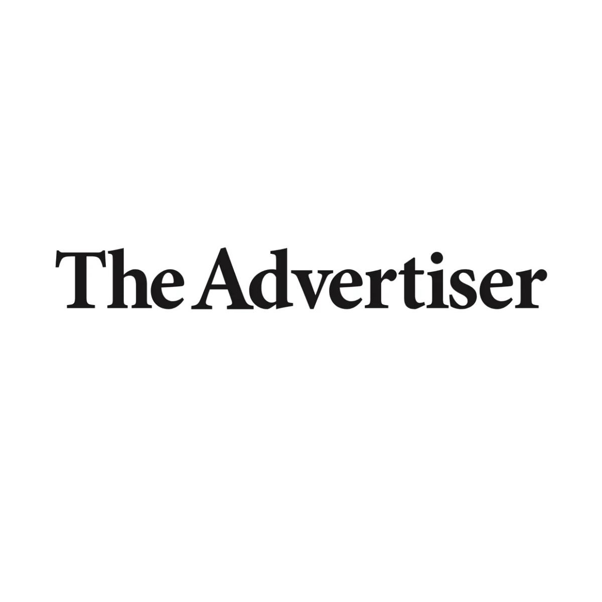 The text 'The Advertiser' written in black font on a white background.