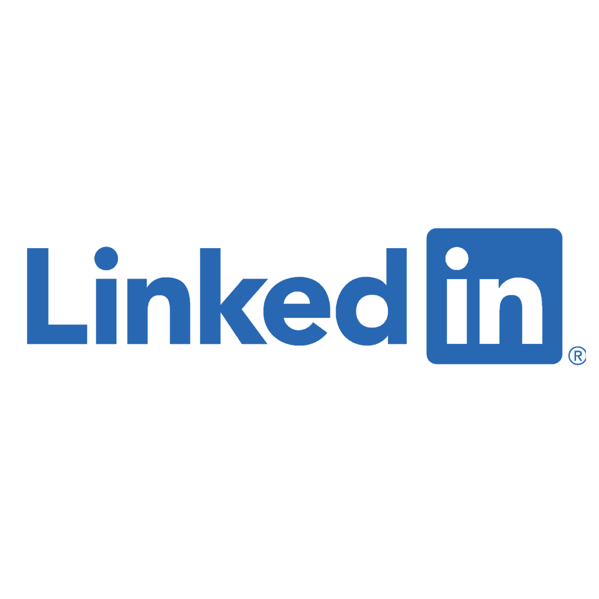LinkedIn logo in blue and white on a white background.