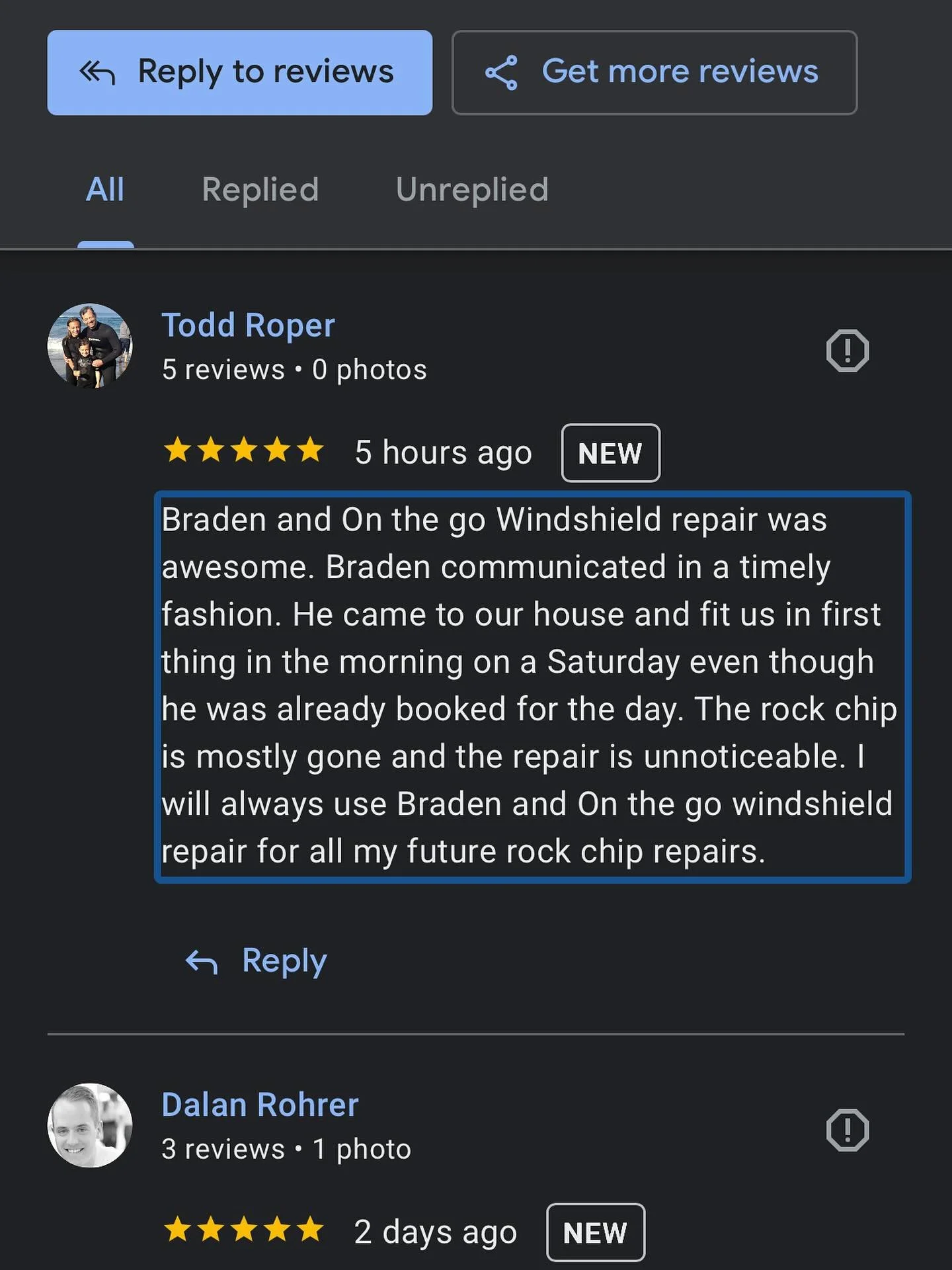 5 star quality service that you can trust! -On The Go Windshield Repair! 
-
-
-
#sandiego #northcounty #rockchip #windshield #autoglass #rockchiprepair #crackedwindshield #savingmoneytips