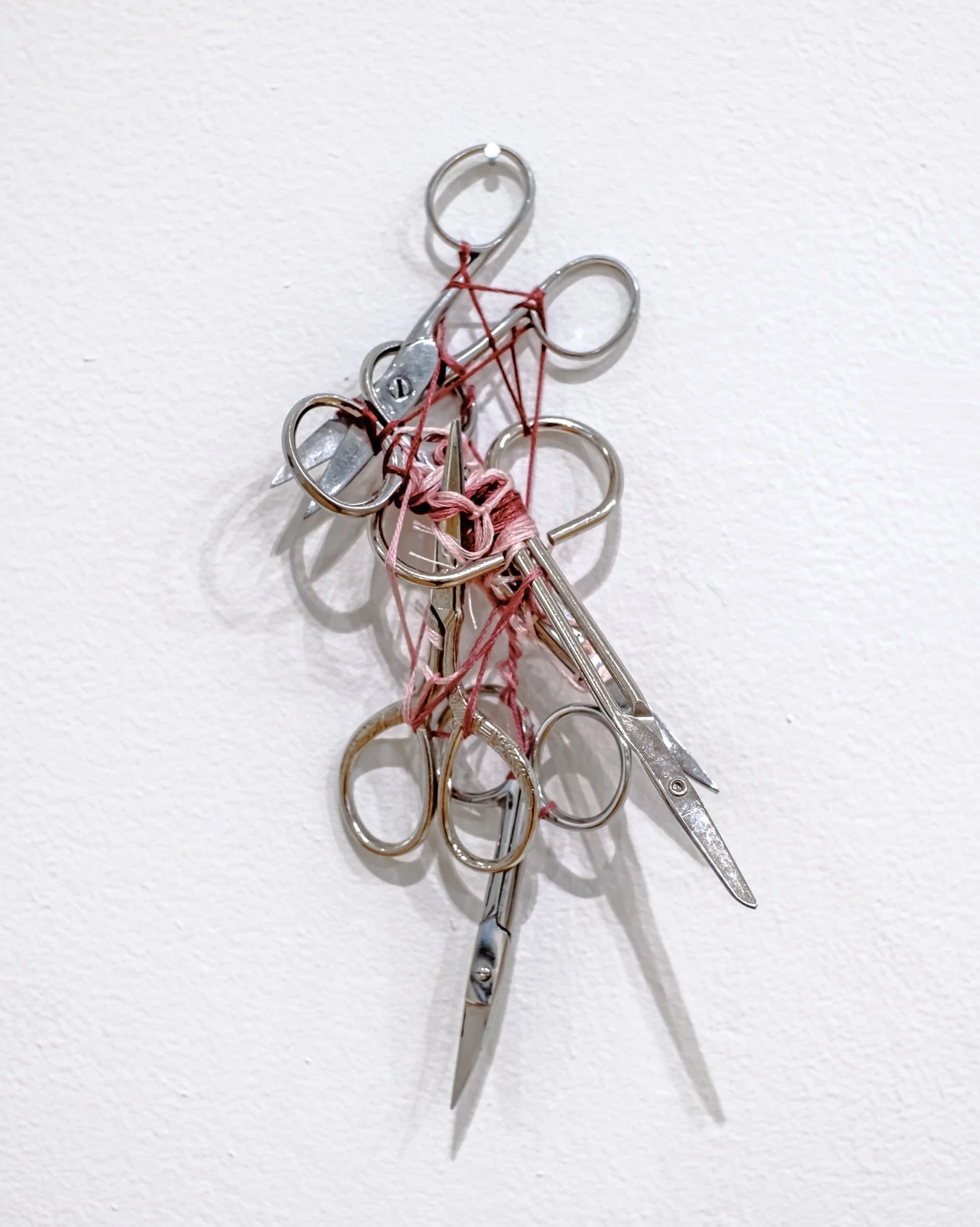 "Softly Spun" / My Grandmother's Sewing Scissors + My Grandmother's Embroidery Thread / 7.5" X 3.5" X 1.5" / 2026