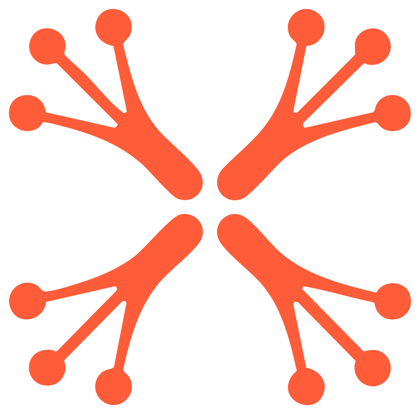 A graphic illustration of the GlassFrog submark - frogs feet in orange on a plain background.