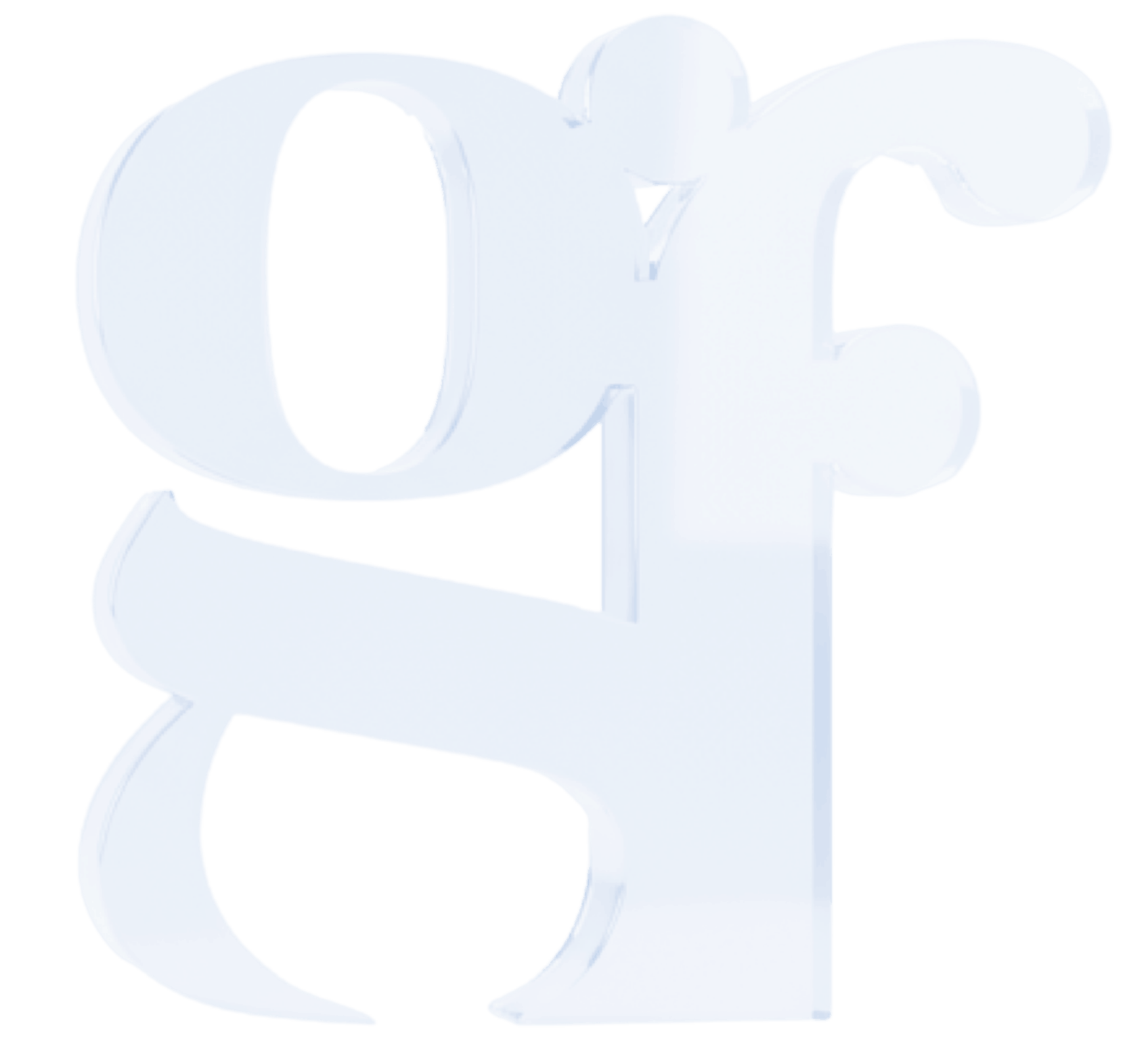 Glass effect initials of GF for GlassFrog - with a decorative design.