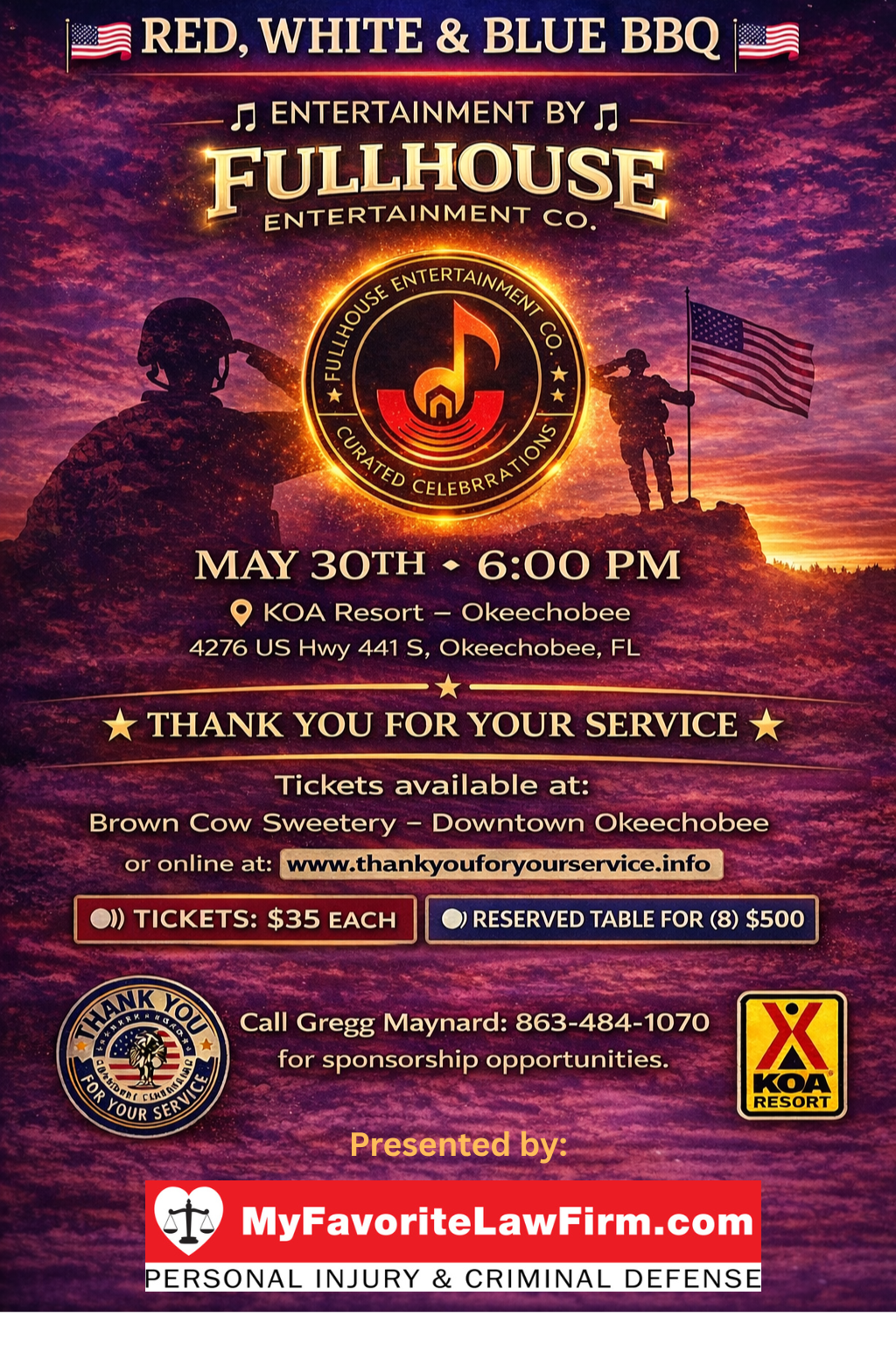 Red White & Blue BBQ Individual Ticket