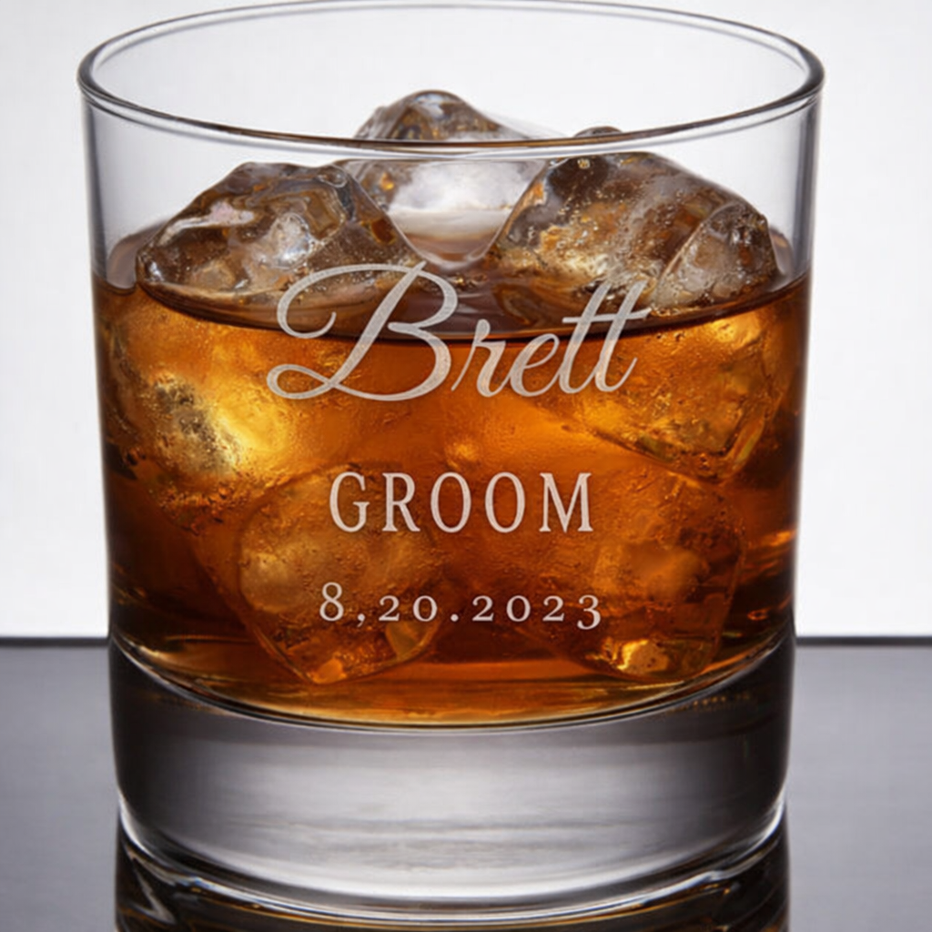 Personalized Groomsmen Whiskey Glasses with Name, Title & Date