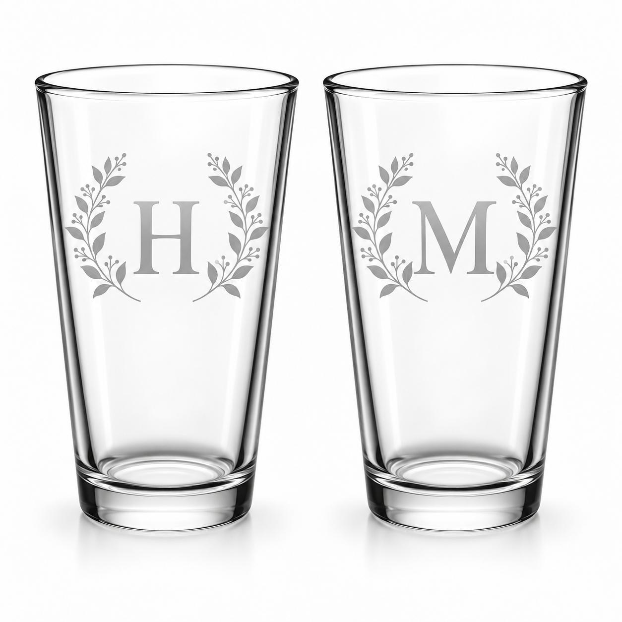 Botanical Initial Pint Glass Set