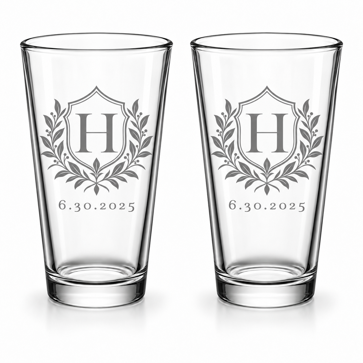 Vintage crest pint glasses with optional date
