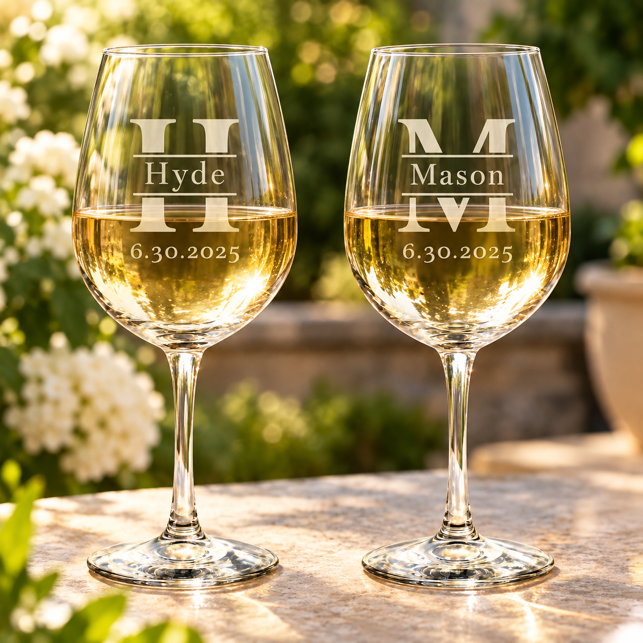 Personalized Family Name Initial wine glasses