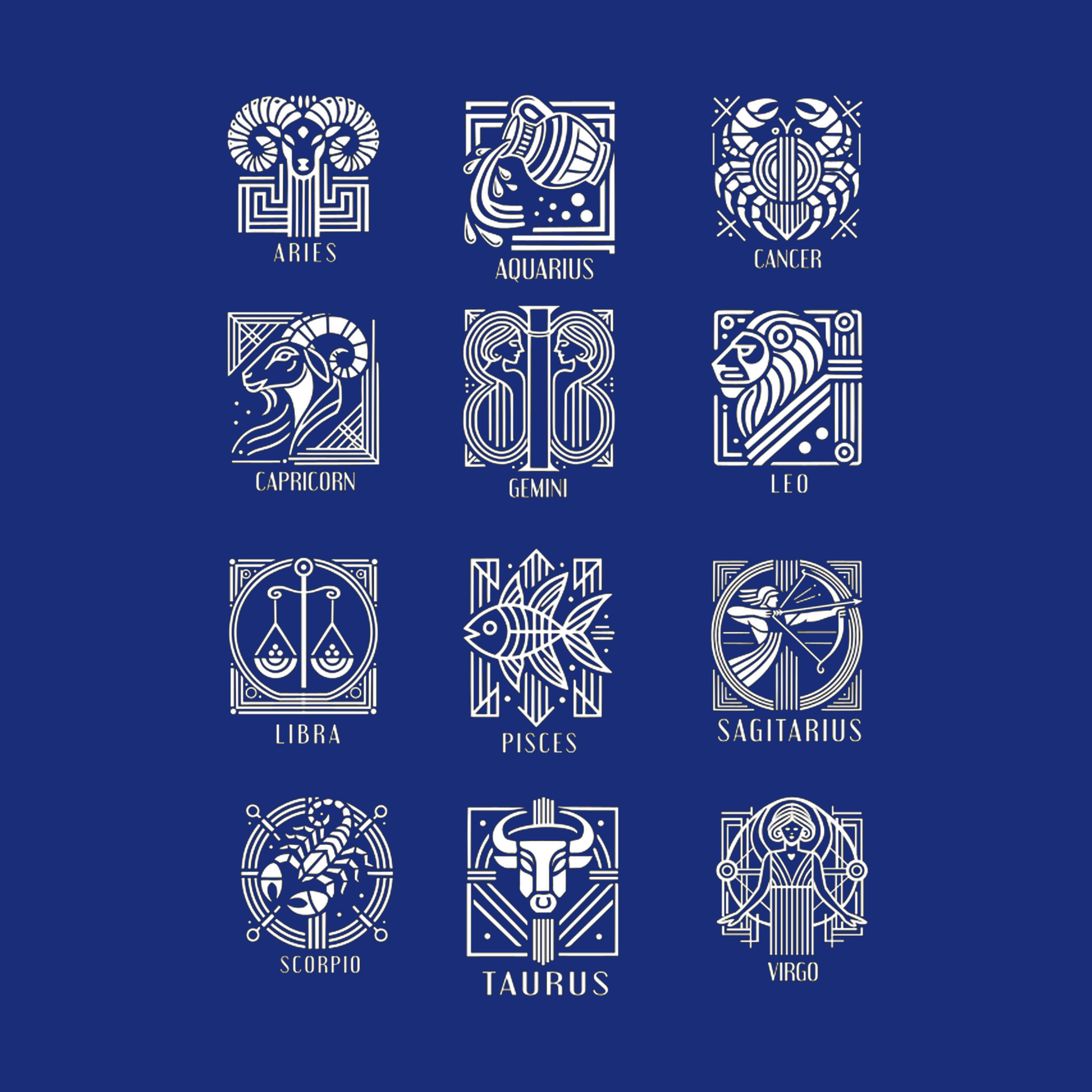 Personalized Art Deco Zodiac Collection