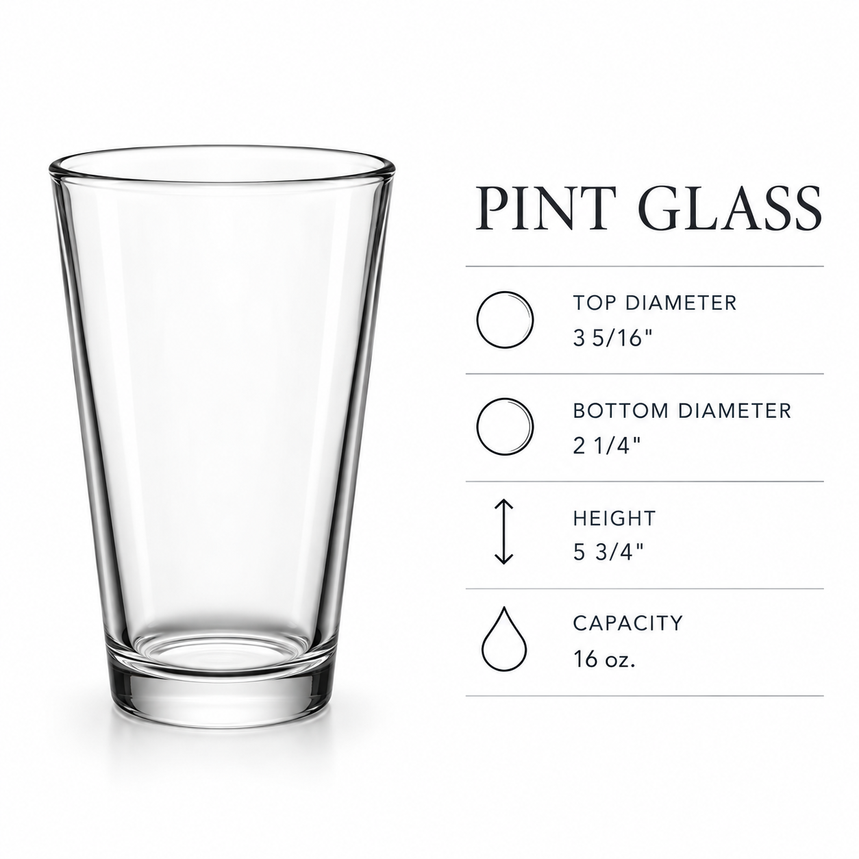 Pint glass dimensions