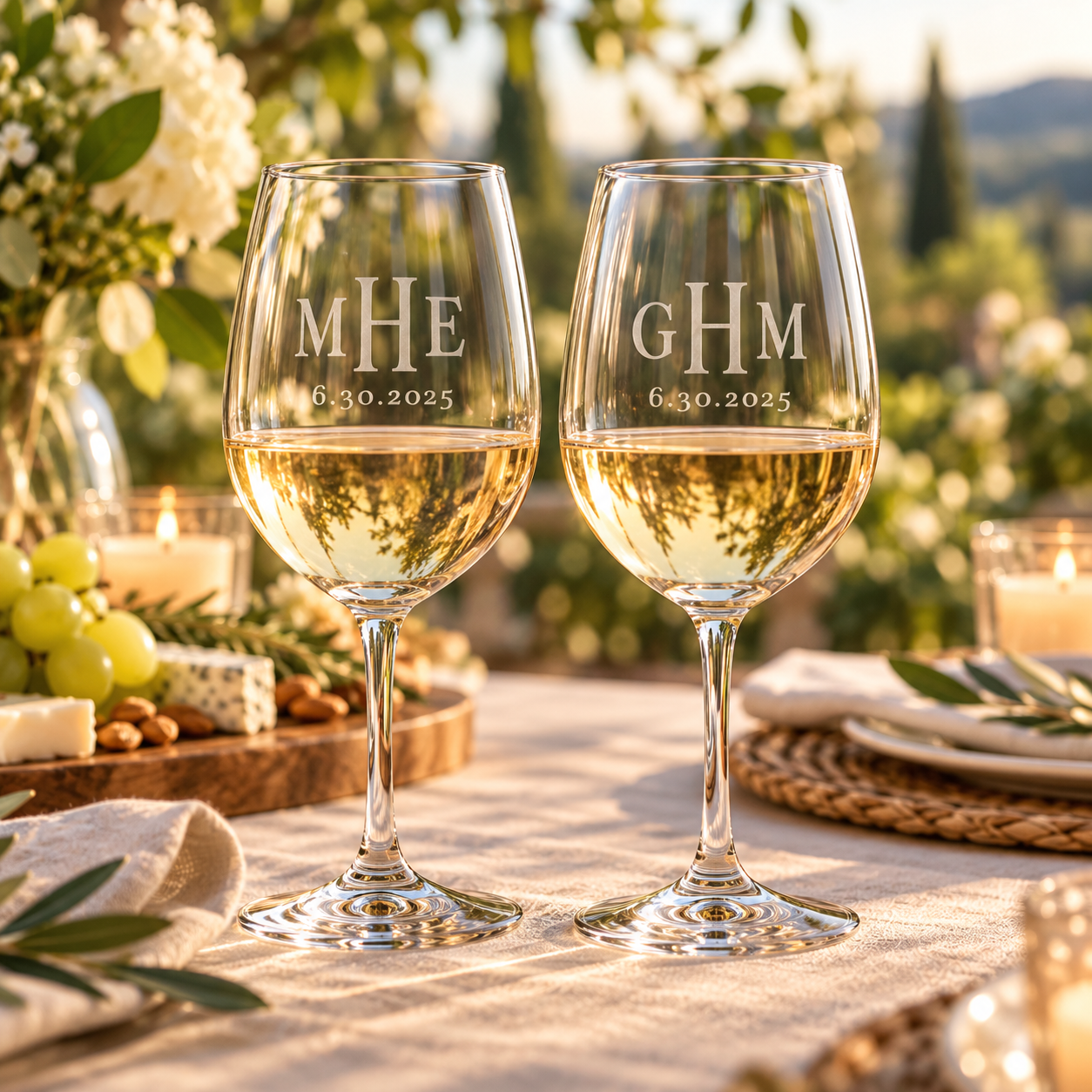Personalized monogram initial wine glasse