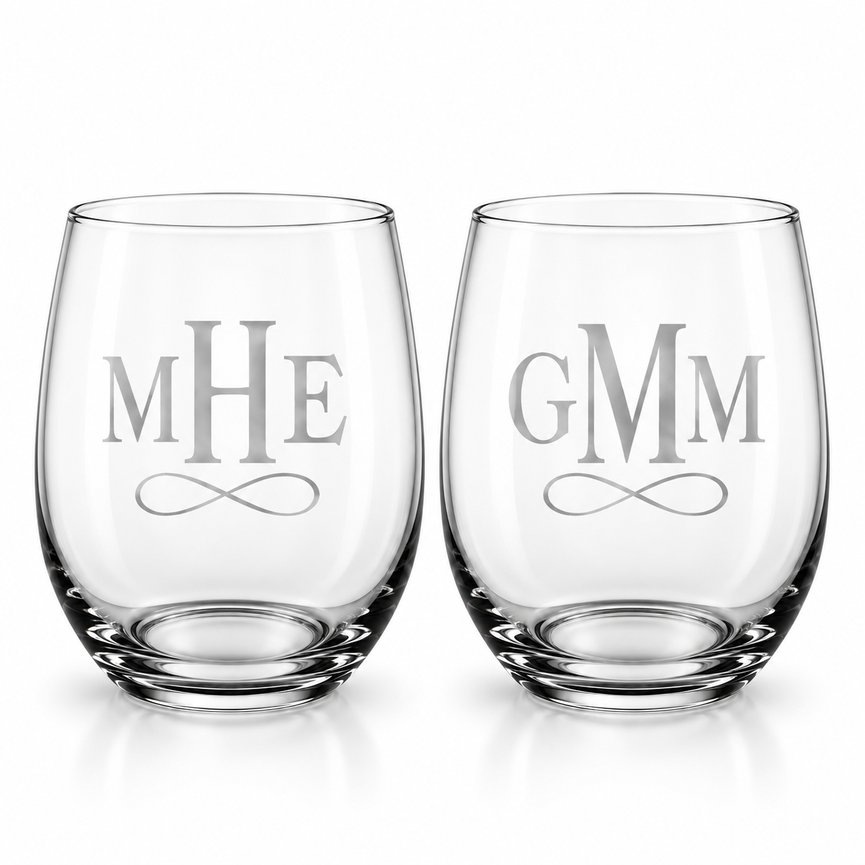 Infinity Loop Monogram Stemless Wine Glass Set