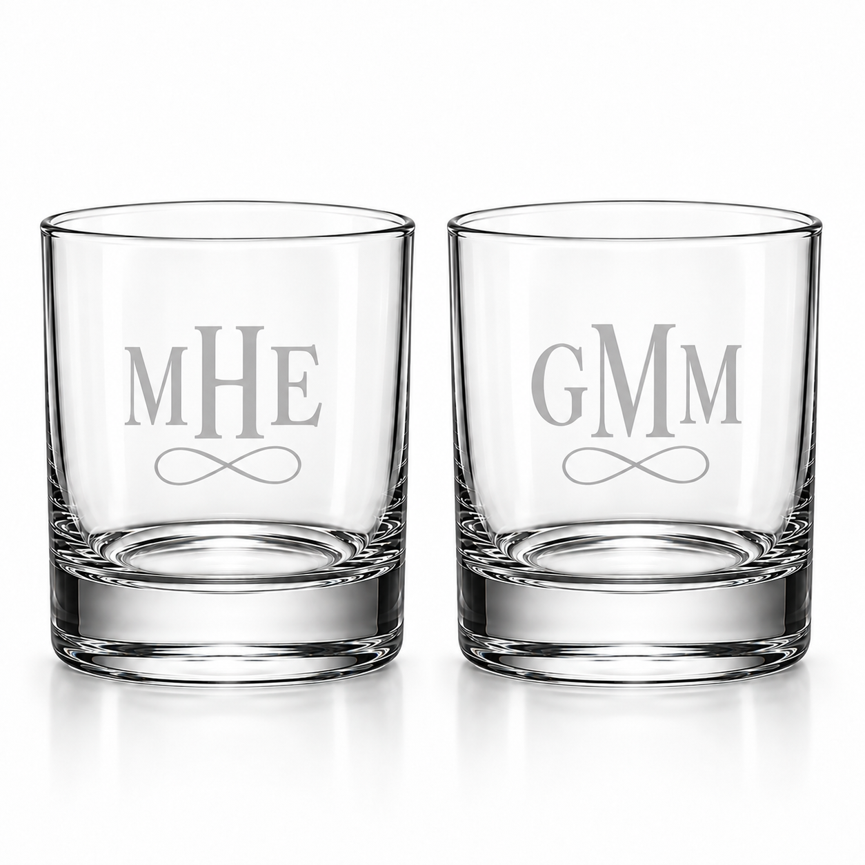 Infinity Loop Monogram Whiskey Glass Set