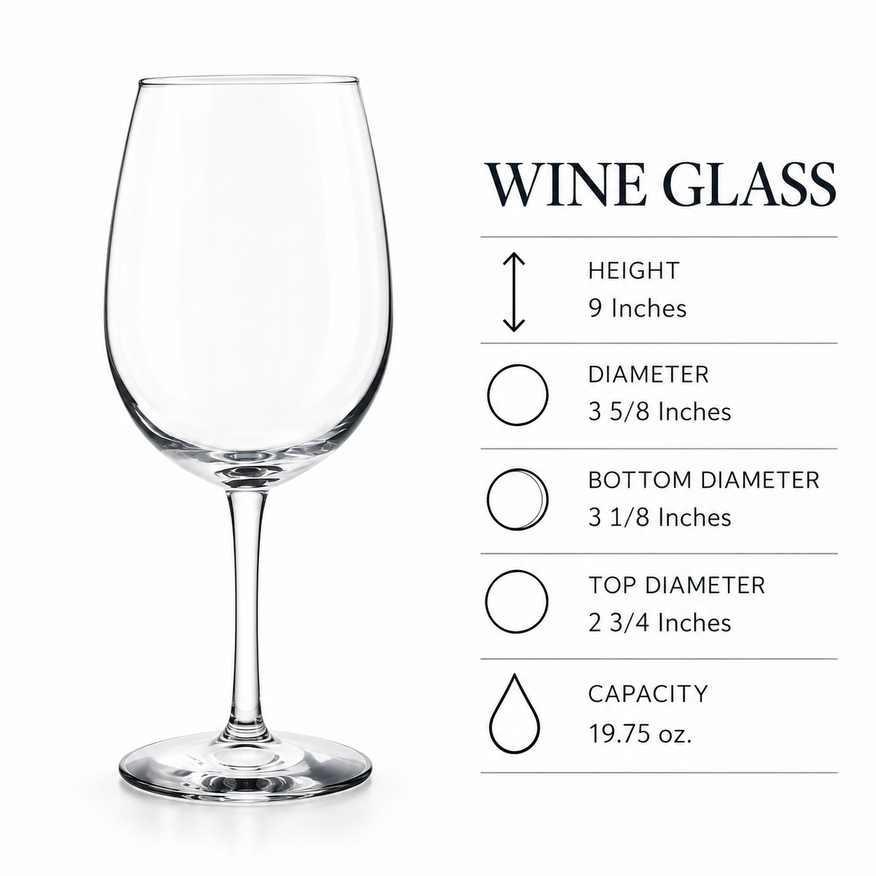 Wine glass dimensions