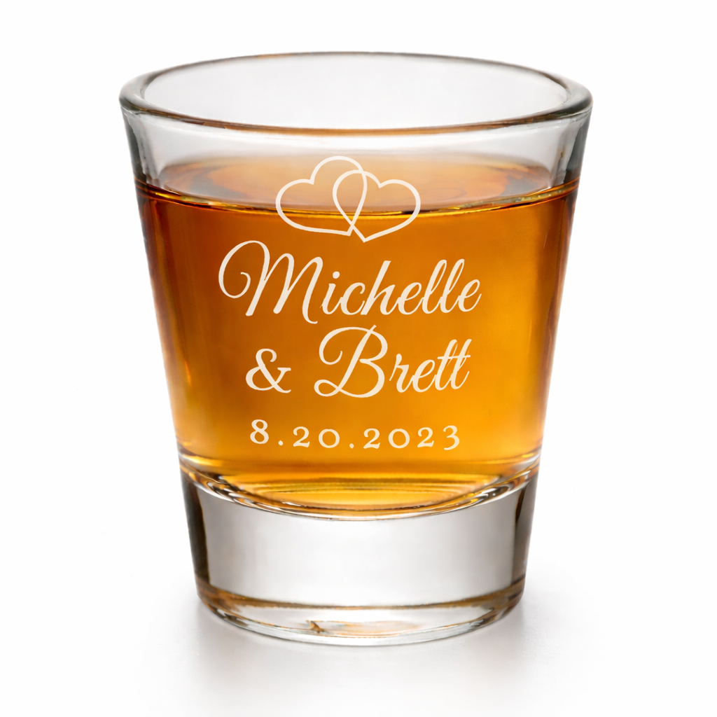 Personalized Shot Glass with Names & Heart