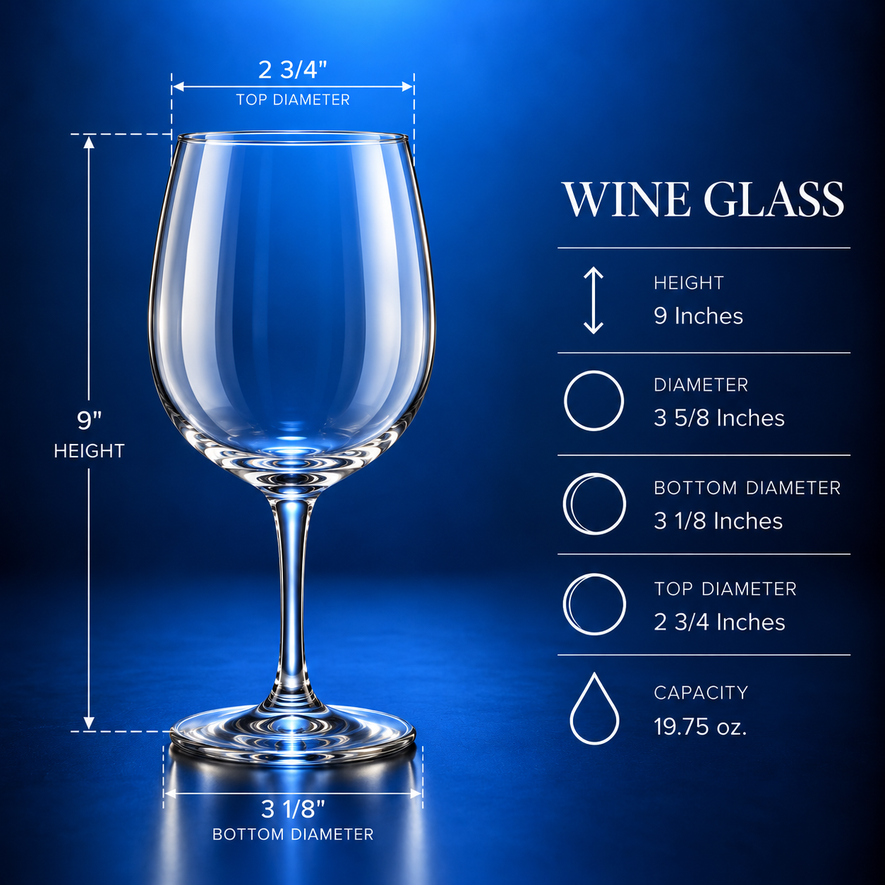 Custom Logo Wine Glasses – 19.75 oz Glass Specifications