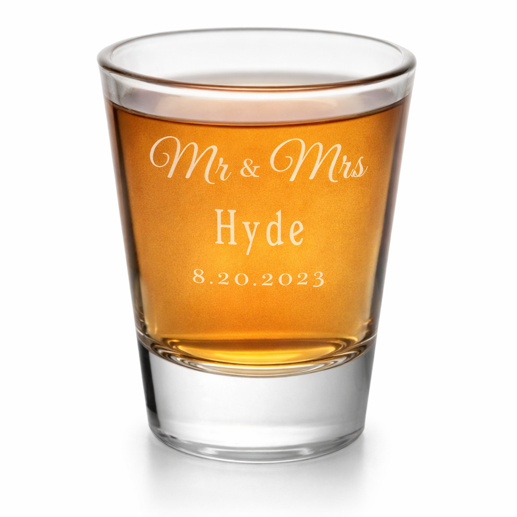 Personalized Mr & Mrs Shot Glass with Last Name & Date