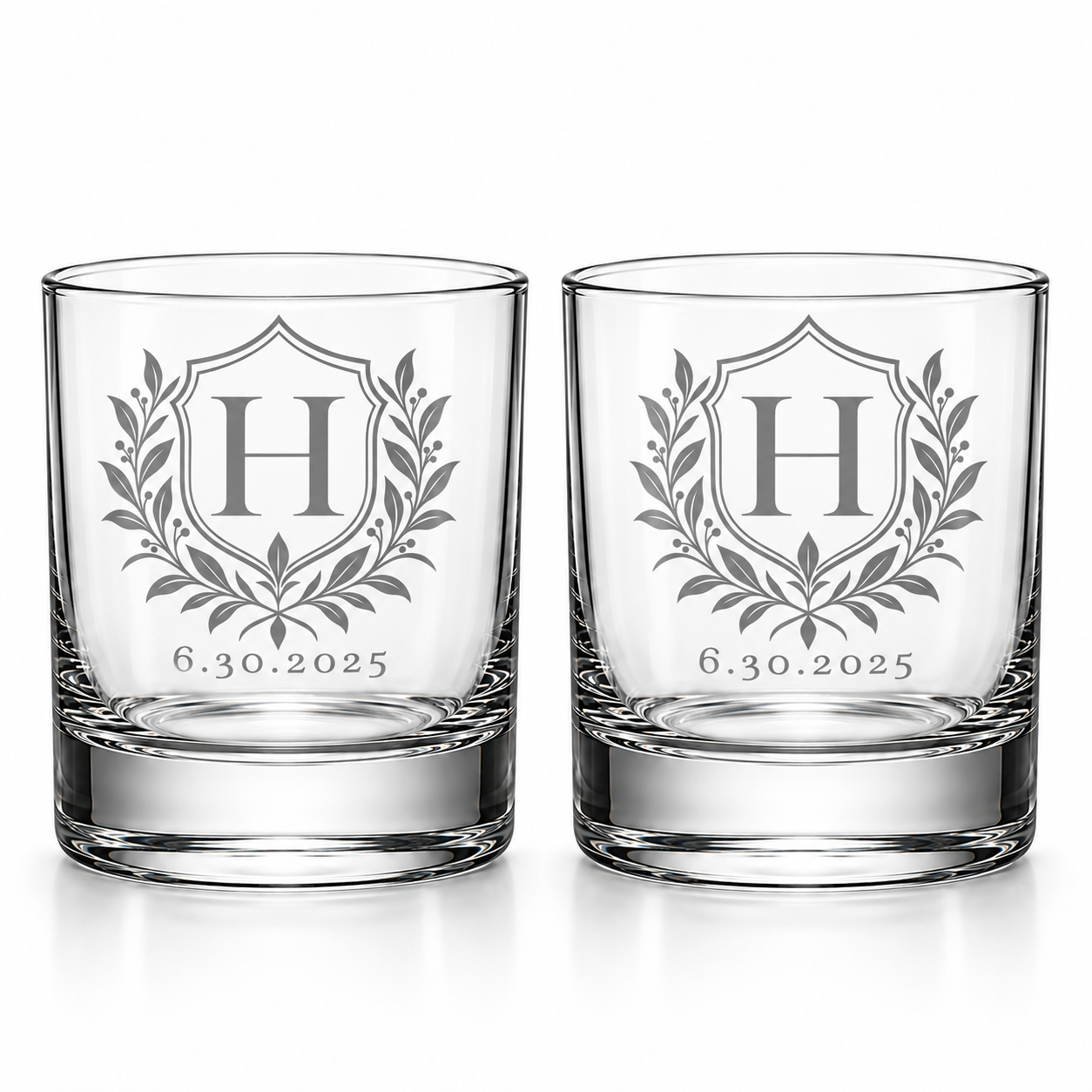 Vintage crest whiskey glasses with optional date