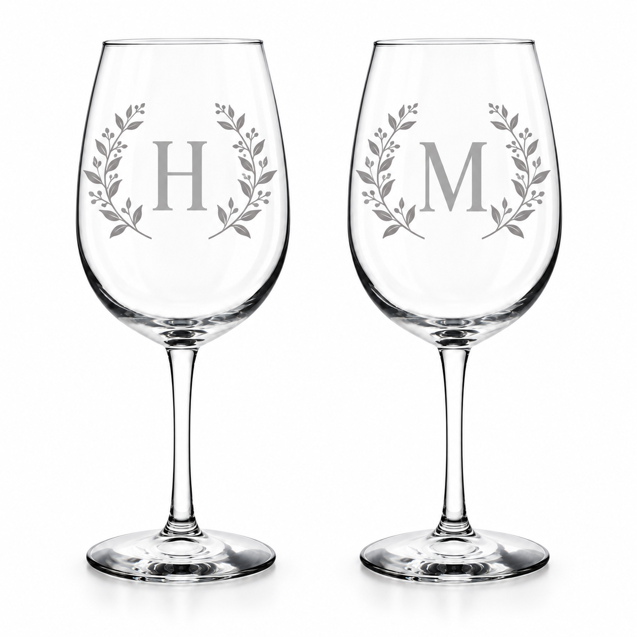 Botanical Initial Wine Glass Set