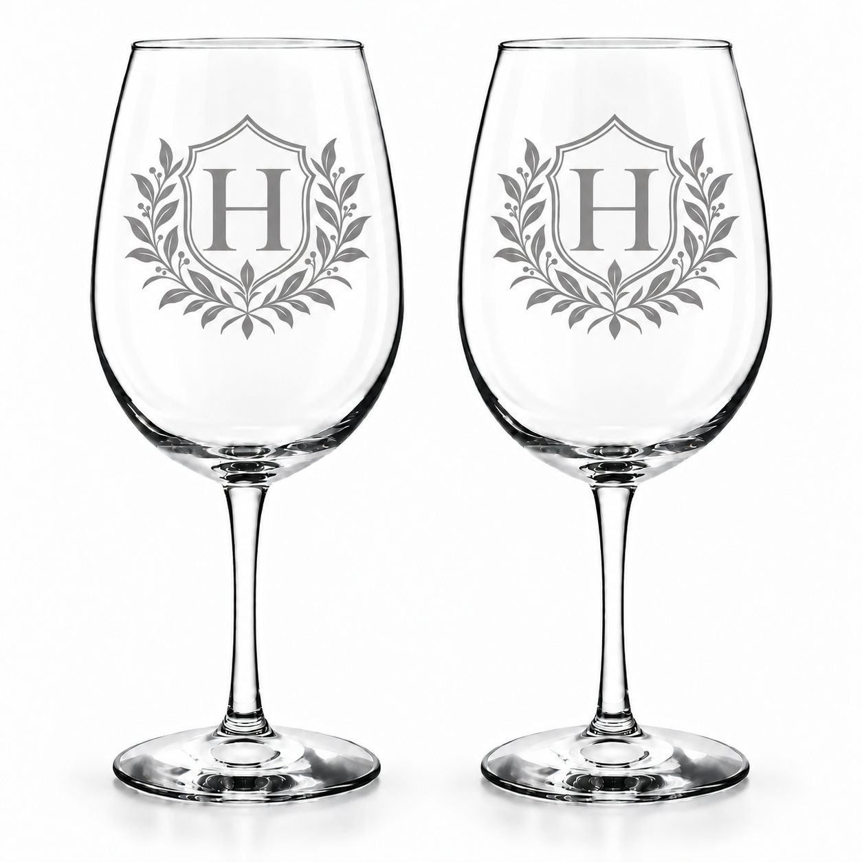 Vintage Crest Initial Wine Glass Set