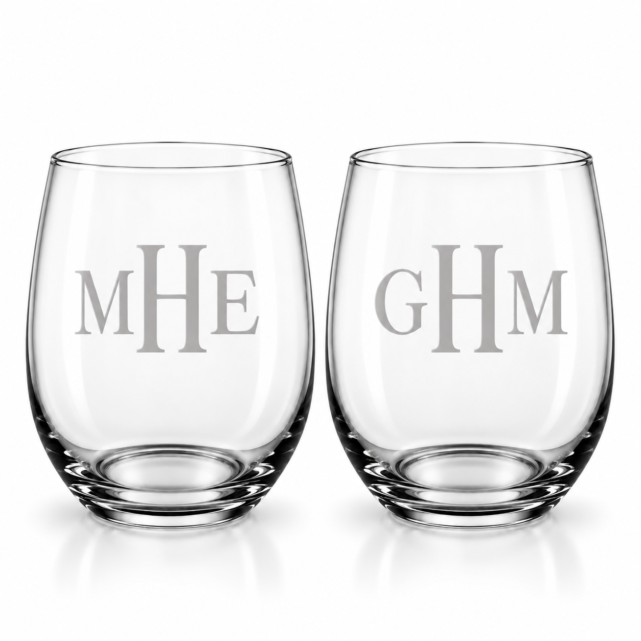 Classic Monogram Stemless Wine Glass Set