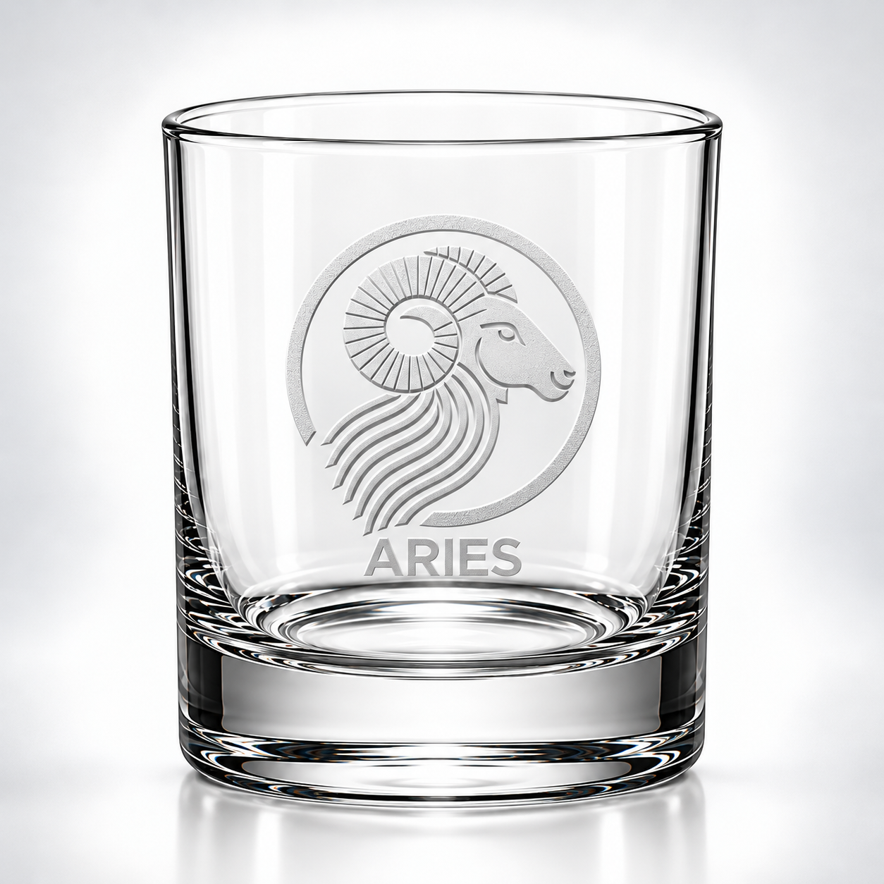 Modern Aries Zodiac Whiskey Glass – Permanently Sand-Carved