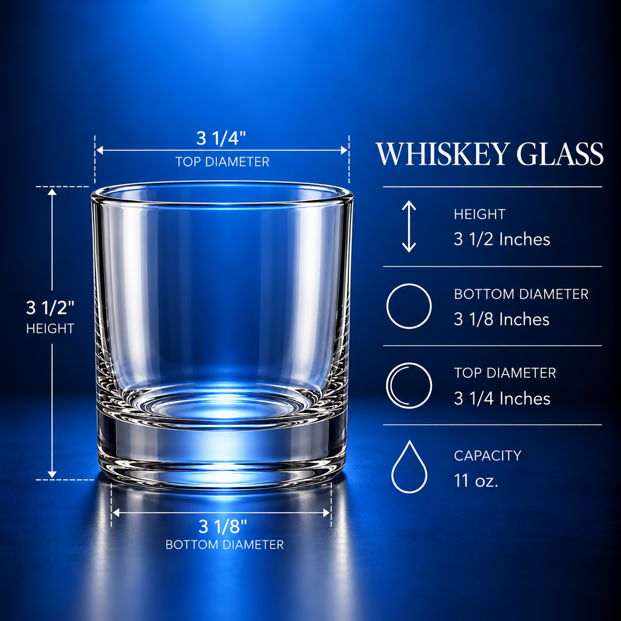 Custom Logo Whiskey Glasses – 11 oz Glass Specifications