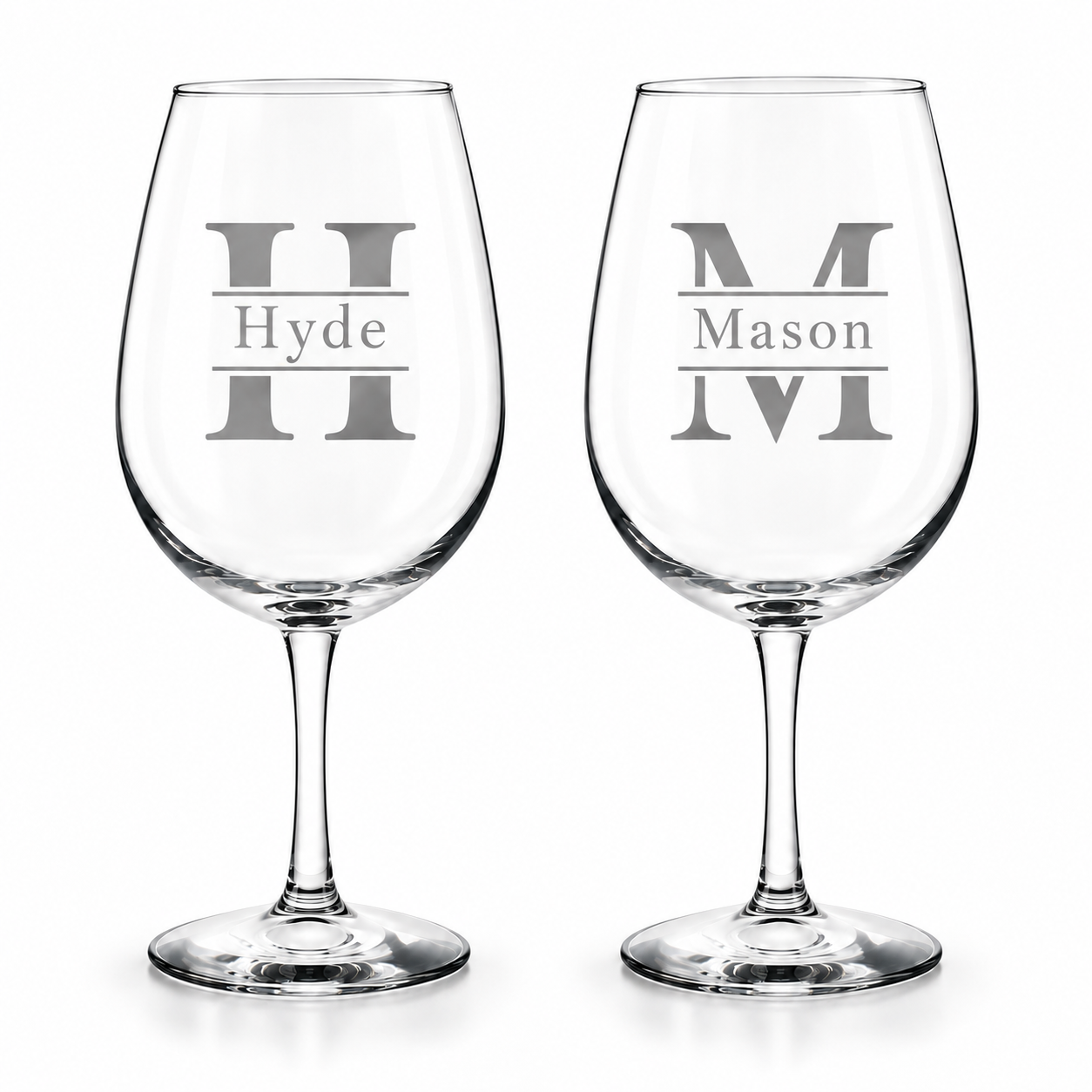 Family Name Monogram Wine Glass Set