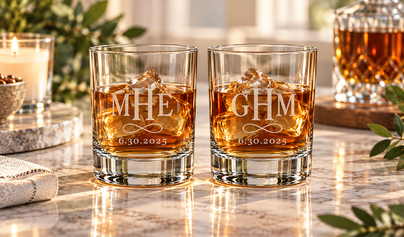 Personalized Monogram Whiskey Glasses