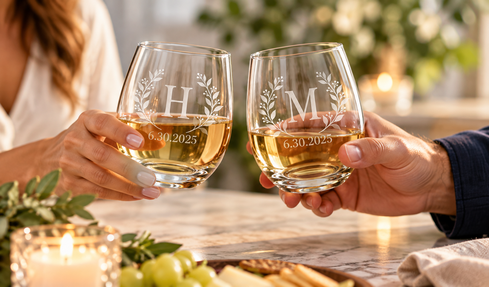 Personalized Monogram Stemless Wine Glasses