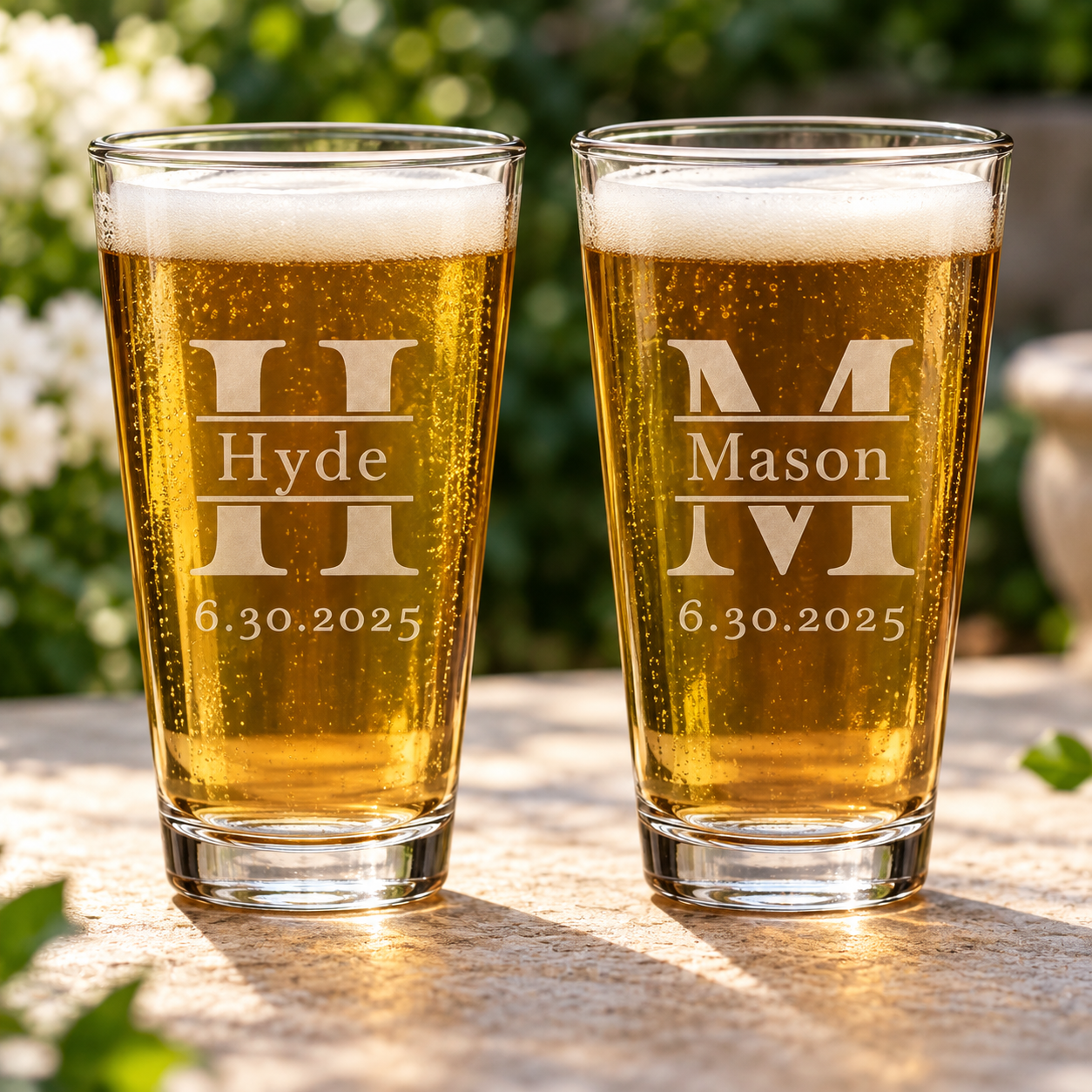 Personalized Family Name Initial pint glasses