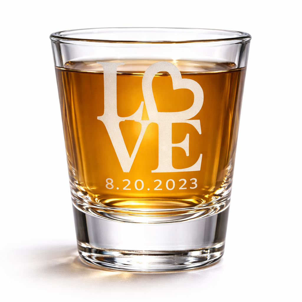 Personalized Love Shot Glass with Date