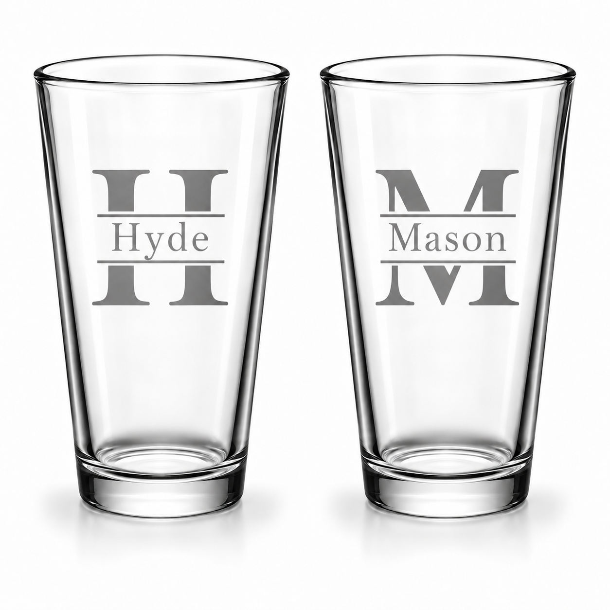 Family Name Monogram Pint Glass Set