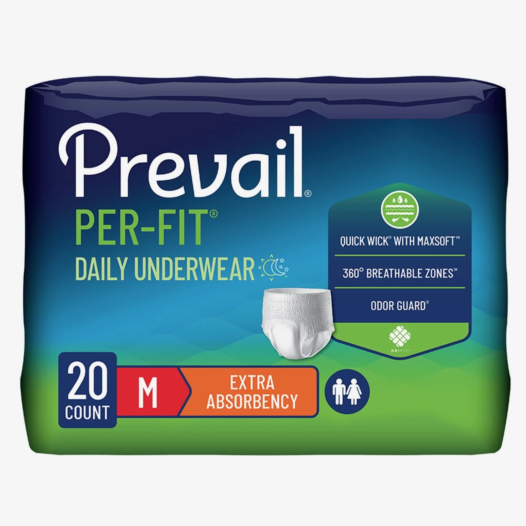 Prevail Per-Fit Daily Underwear, Medium (20 Count) – Extra Absorbency