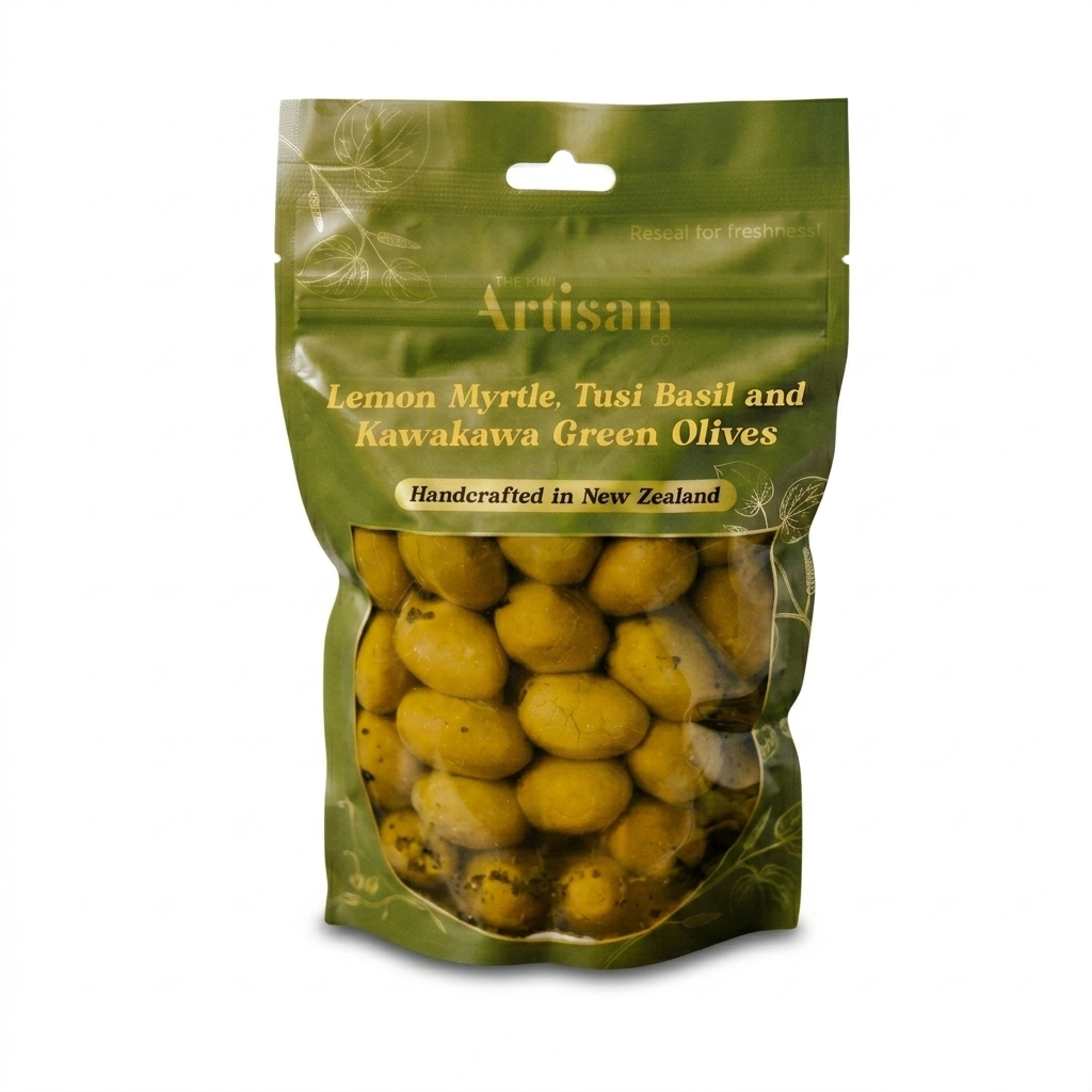 Lemon Myrtle & Kawakawa Olives  150g