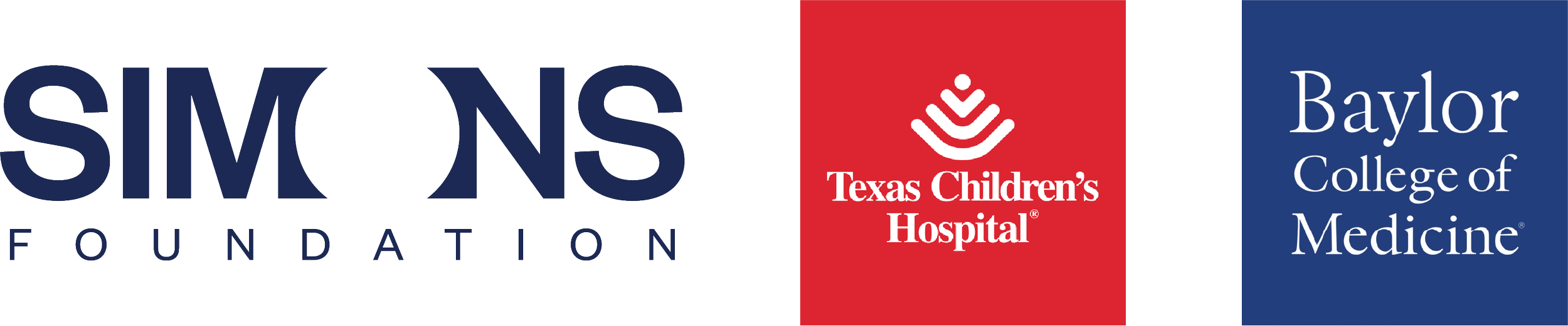 Logos of Simmons Foundation, Texas Children's Hospital, and Baylor College of Medicine.