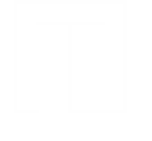 White letter T on a black background with bracket-like shapes on both sides.