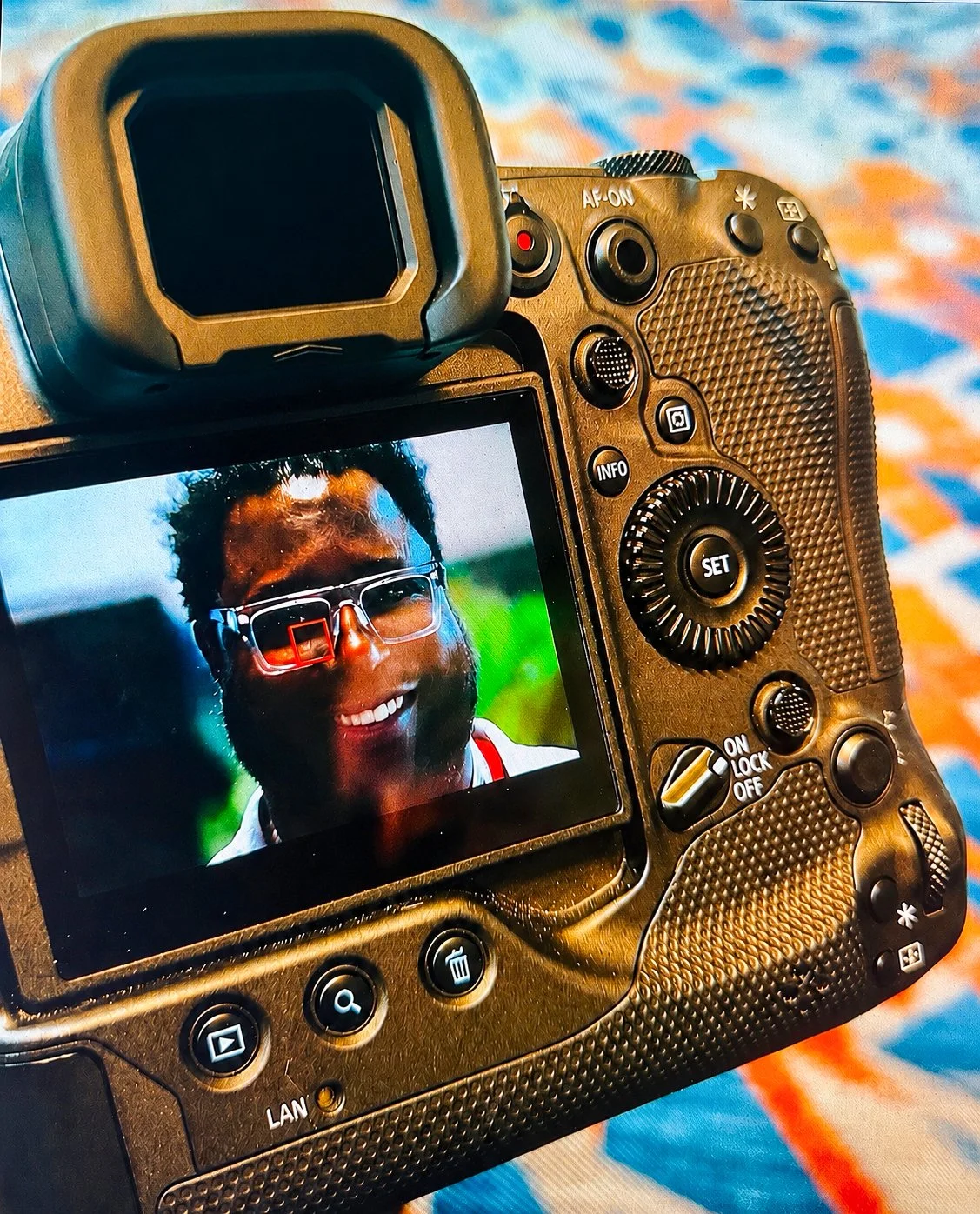 Photographer showing an image of himself taking an image.