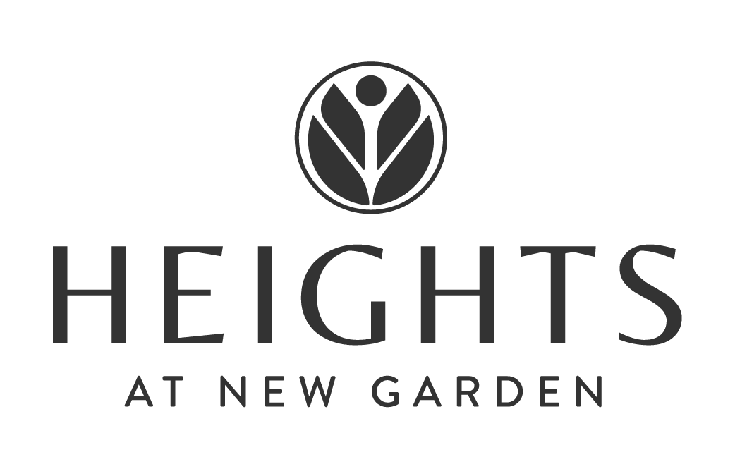 Heights at New Garden logo with stylized tree icon above the text.