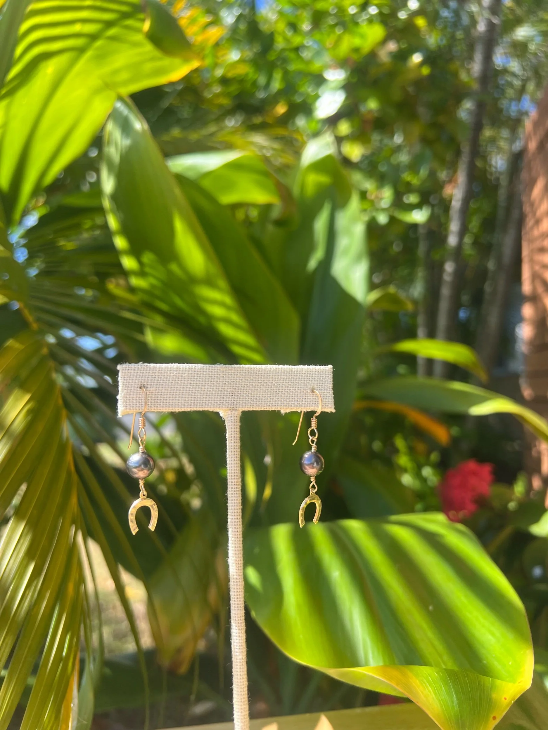 Tahitian Pearl x Horseshoe Earrings