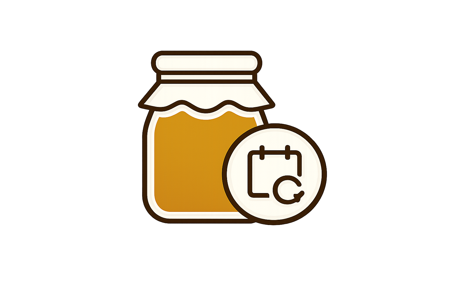 Illustration of a jar of honey with a magnifying glass icon representing temperature monitoring.
