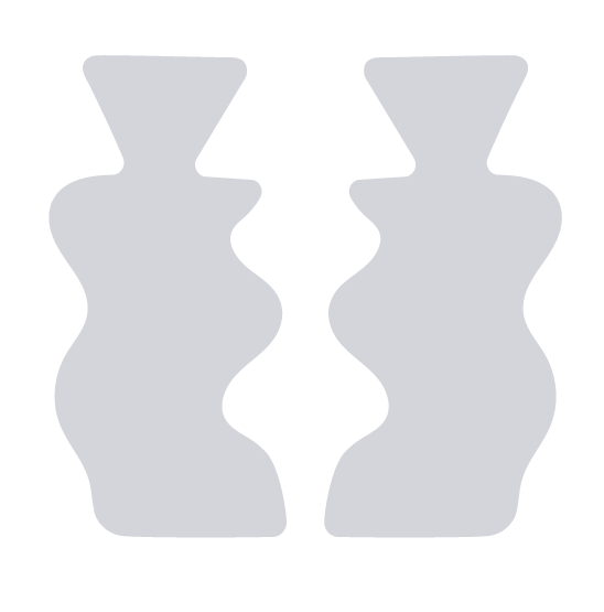 Two abstract, light gray vase shapes facing each other on a black background.