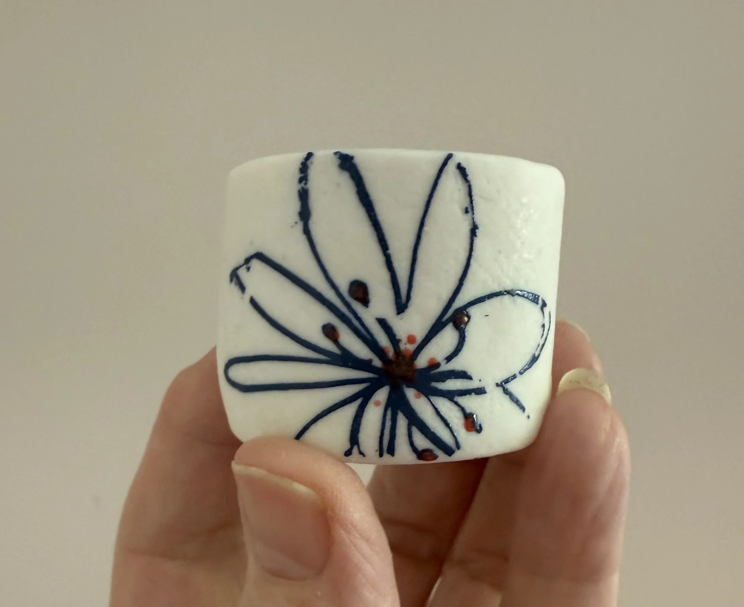 Porcelain keepsake holder -indigo flower