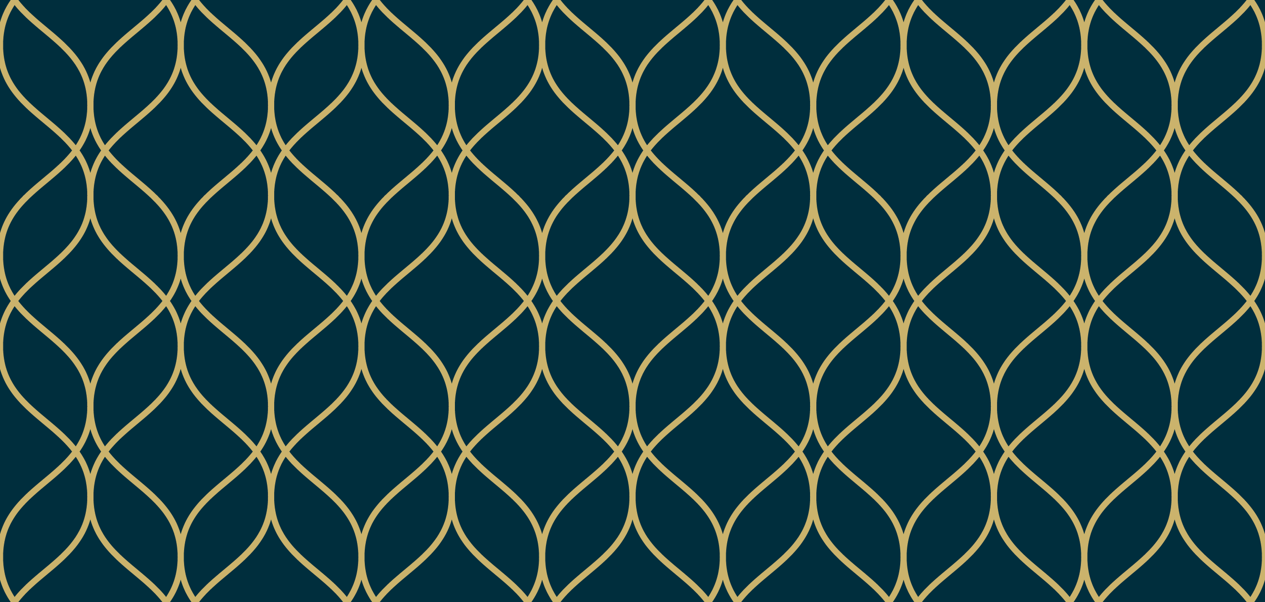 Pattern with dark teal background and gold wavy lines forming diamond shapes