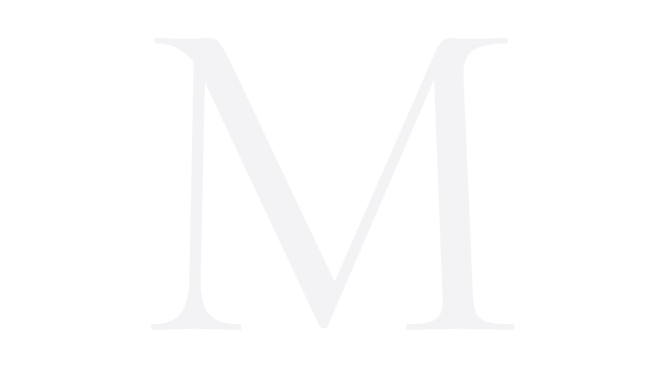 A large, stylized letter M in dark navy blue on a black background.